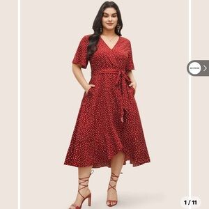 BloomChic Red Polka Dot Midi Dress